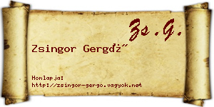 Zsingor Gergő névjegykártya